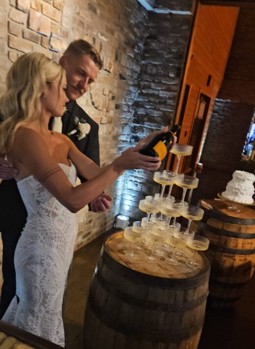 champagne display wedding reception