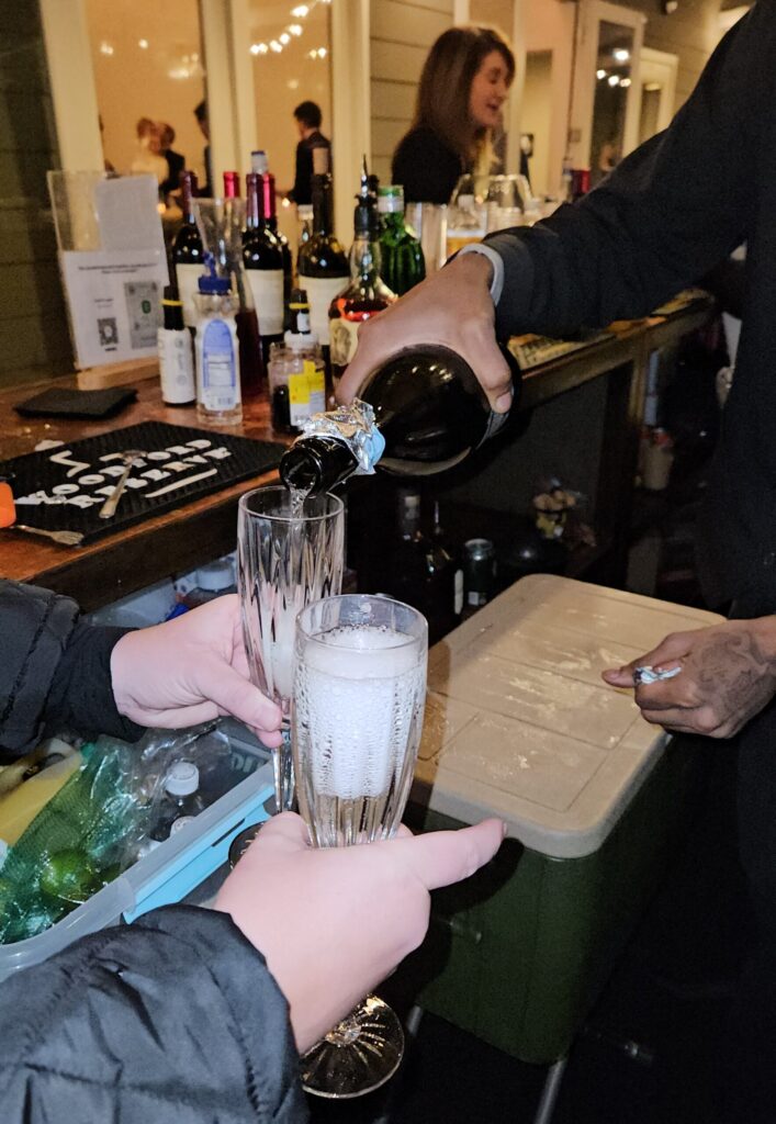 toasting with champagne